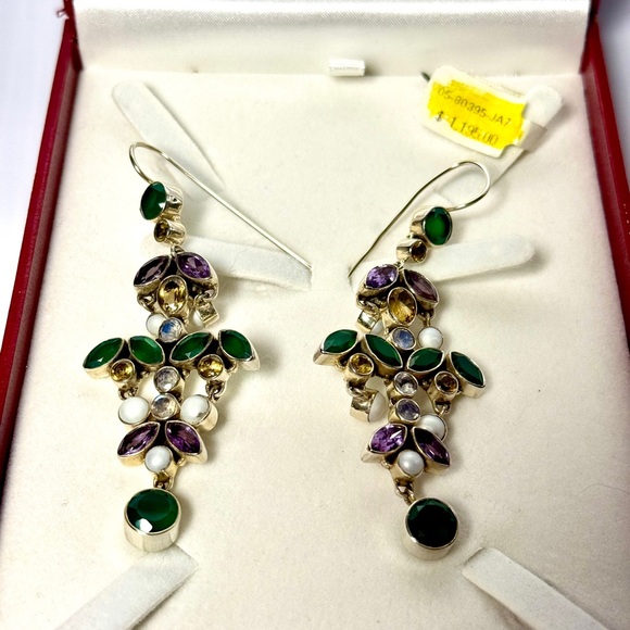 Nikki Butler Green and Purple Gemstone Earrings - Picture 10 of 12